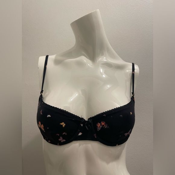WeWoreWhat Other - NWT WeWoreWhat Vintage Bra Bikini Top Butterflies Black